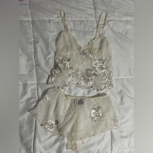 Super Feminine Vintage Floral Embroidered Lingerie Sleep Set
